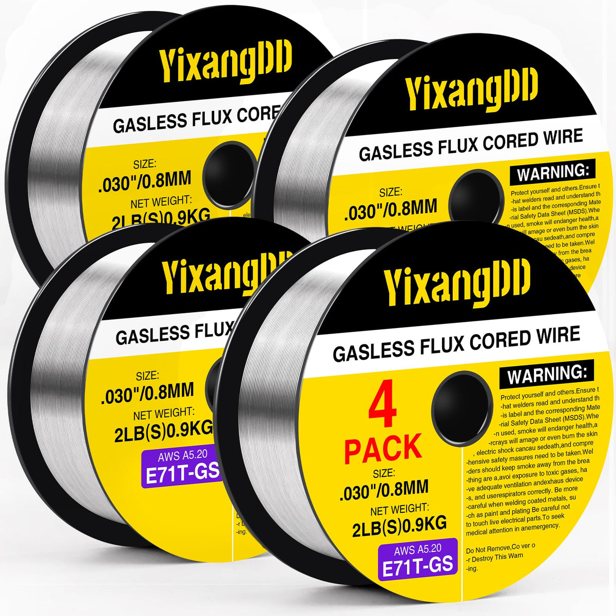 YixangDD four-pack 0.030 flux core welding wire, versatile welding