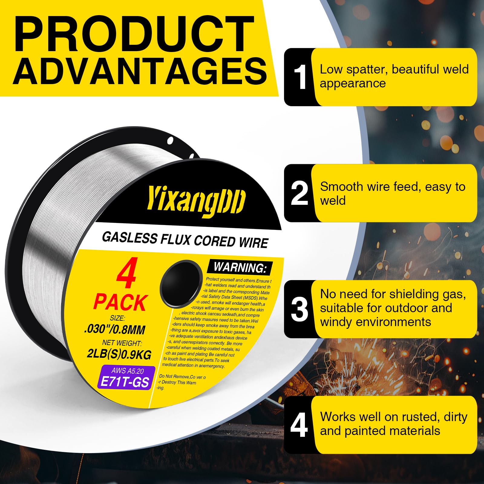 YixangDD vacuum-packed welding wire packaging protects moisture and dust