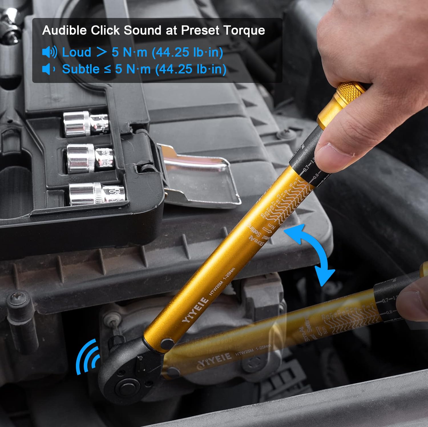 YIYEIE 72-tooth ratchet head enables easy bidirectional tightening.