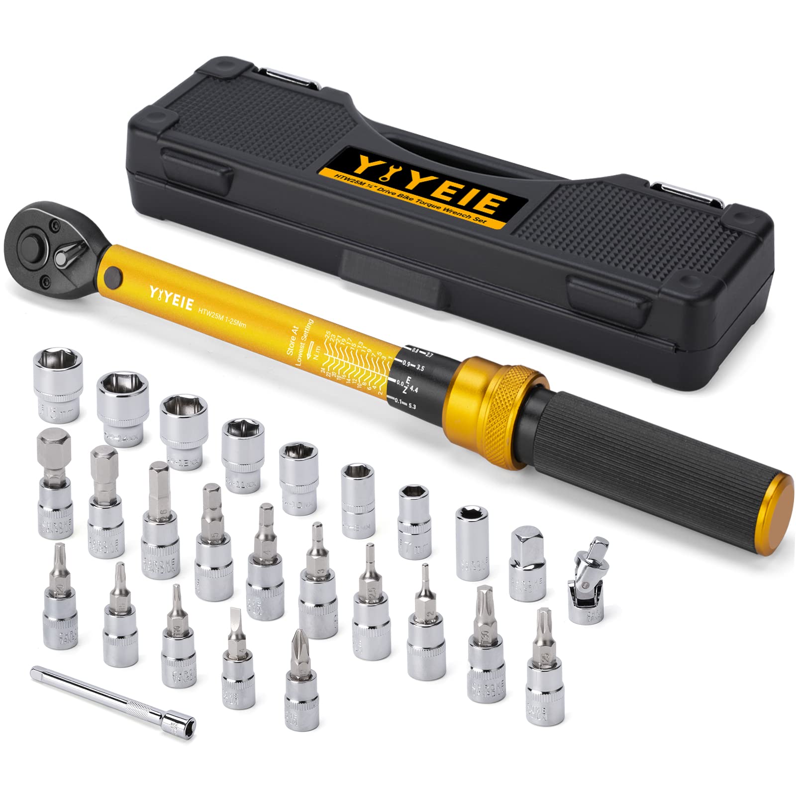 YIYEIE bicycle torque wrench 1/4 drive for precise torque control.