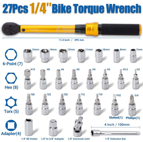 YIYEIE bit sockets set includes hex, torx, and 6-point bits.