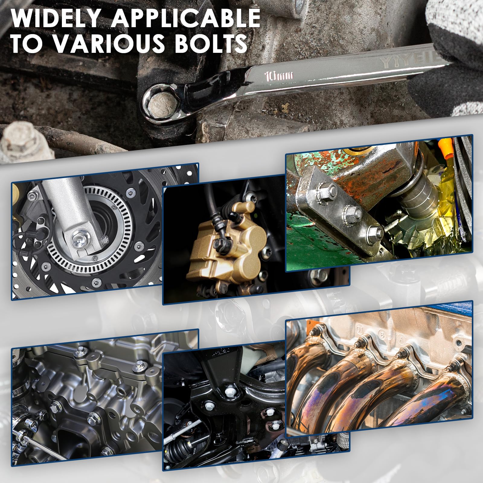Surface-stamped sizes aid fast identification during work.