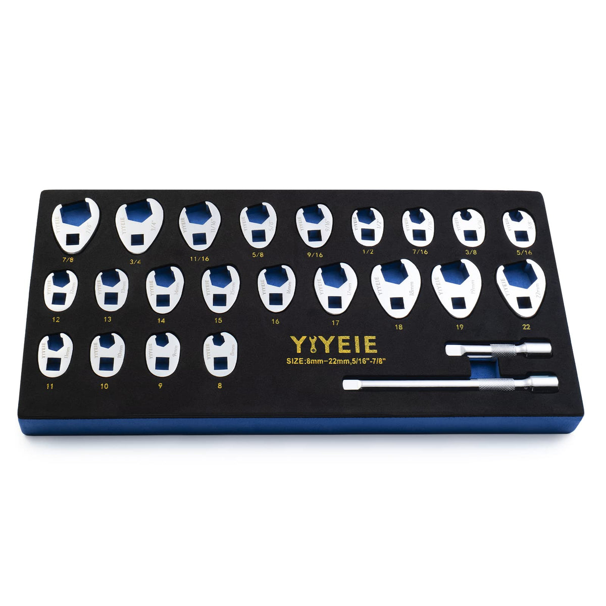 YIYEIE crowfoot wrench set in organized case for quick access