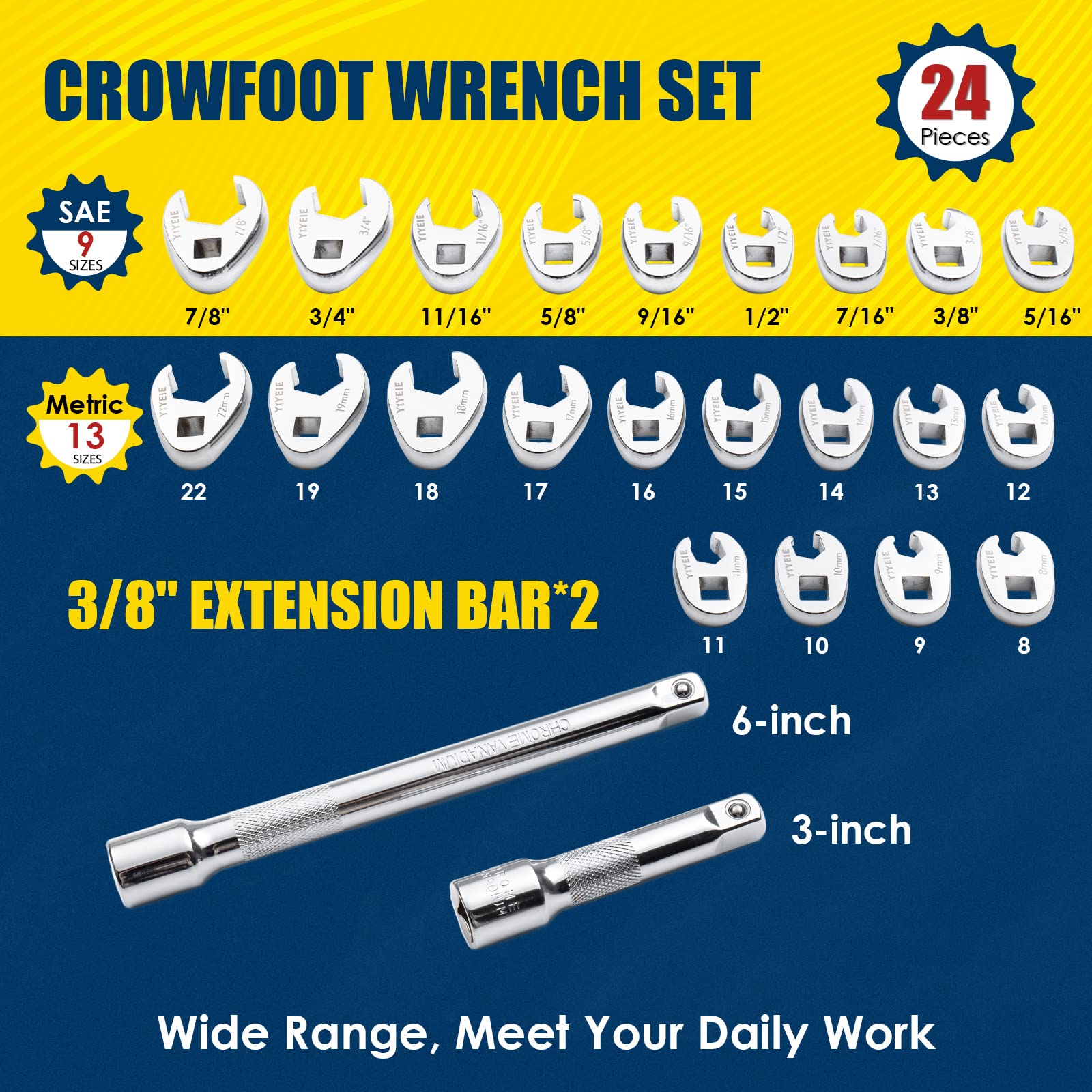 Close-up of extension bars enabling reach in tight spaces