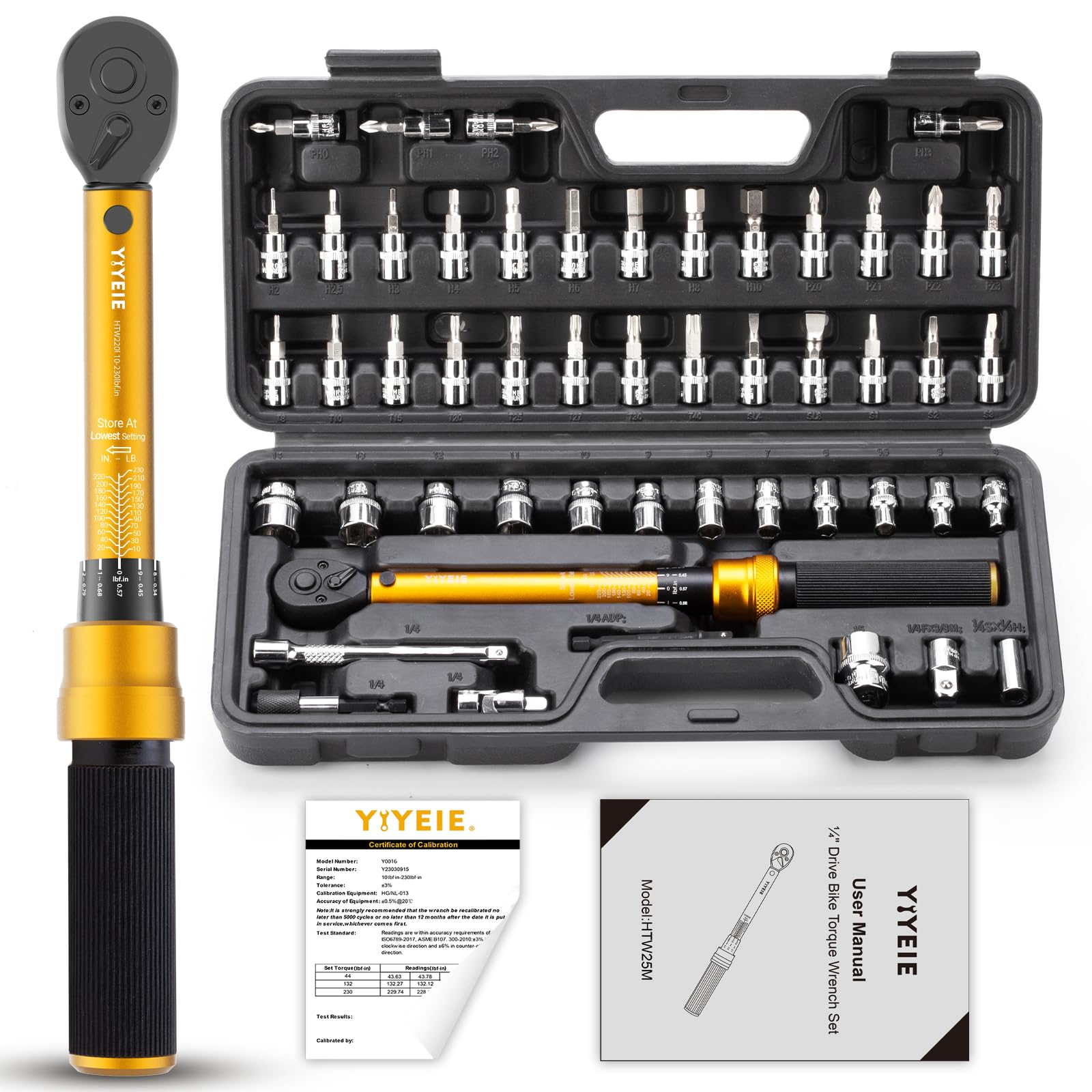 YIYEIE master bike torque wrench set with 1/4 drive for precise tightening