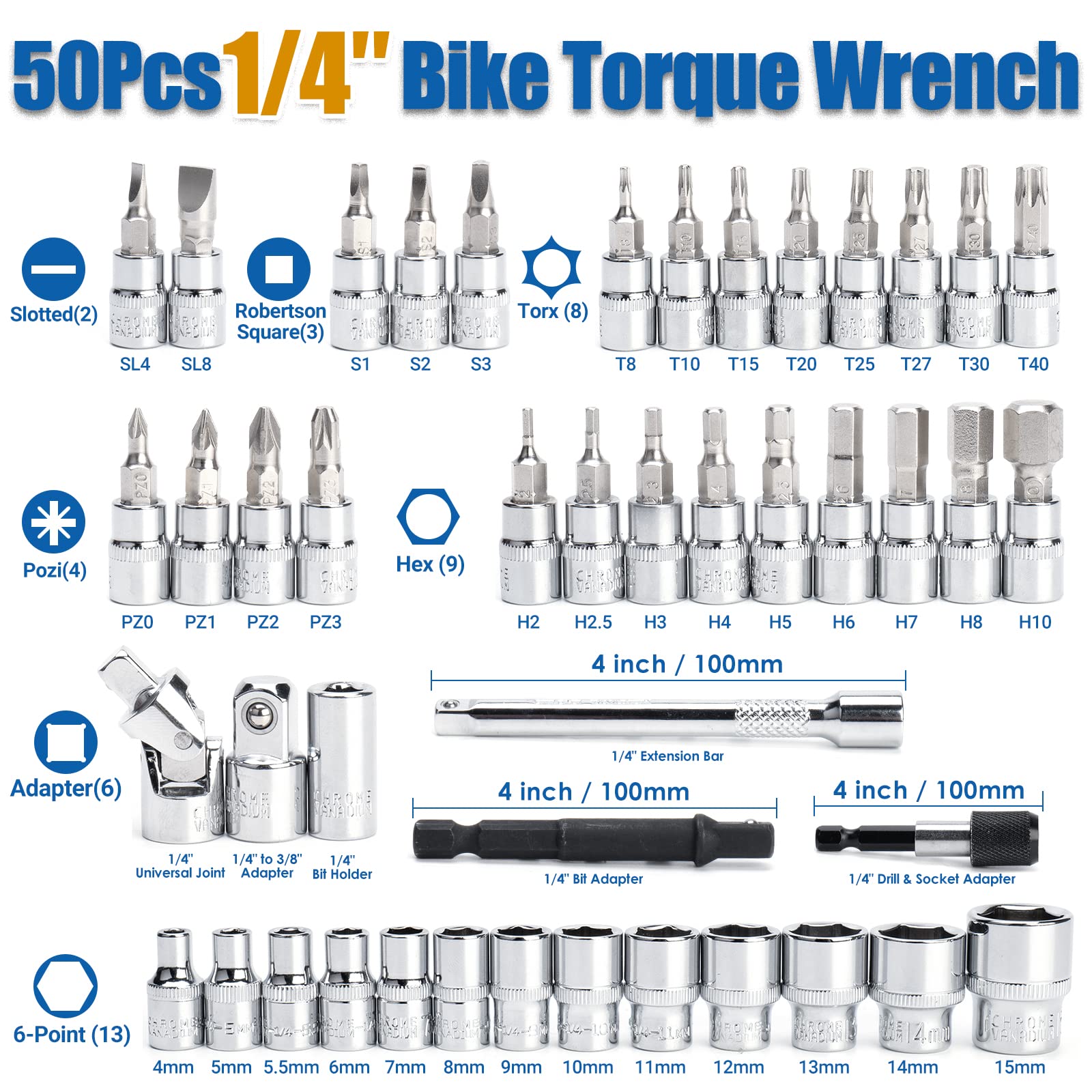 YIYEIE torque wrench with bit sockets for versatile bicycle repairs and adjustments