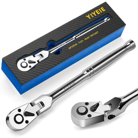 YIYEIE 3/8 inch drive ratchet with flexible head for tight spaces.