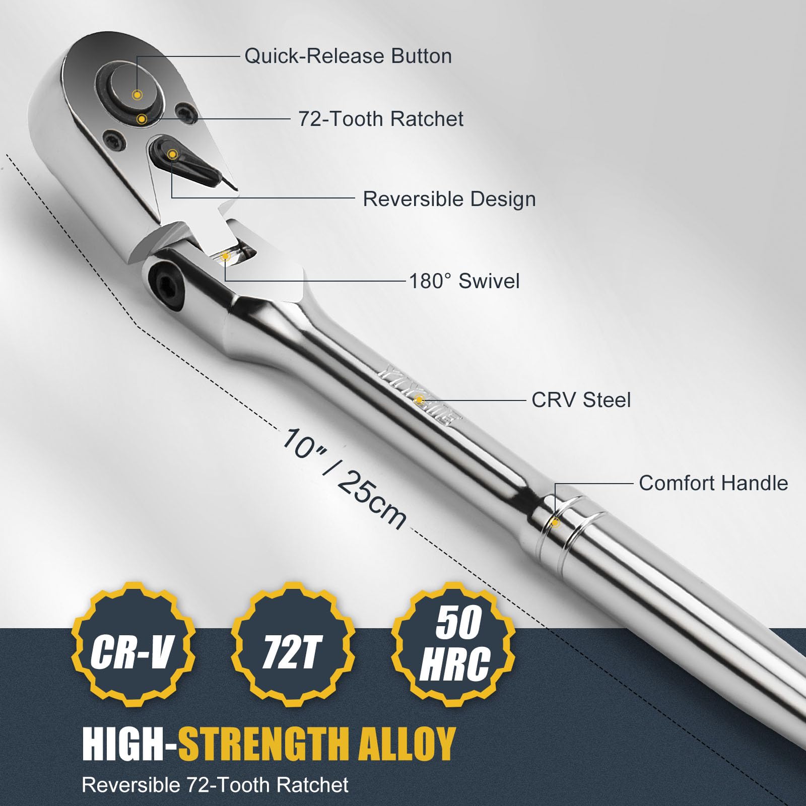 YIYEIE chrome-plated CR-V steel construction for lasting durability.