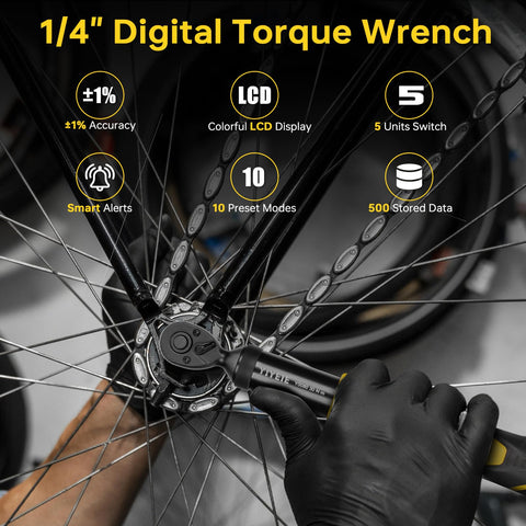 YIYEIE digital torque wrench LED and buzzer view indicating torque progress