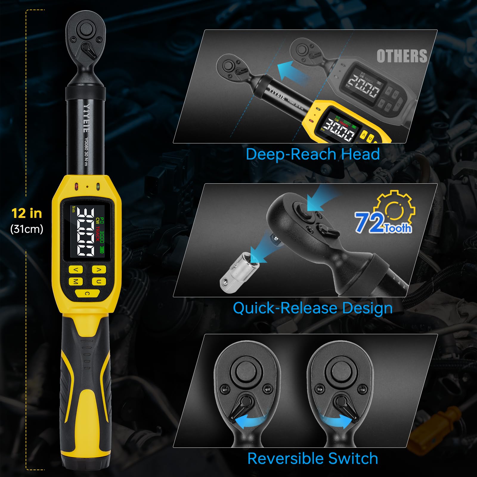 YIYEIE torque wrench with sockets and adapters for bikes and motorcycles
