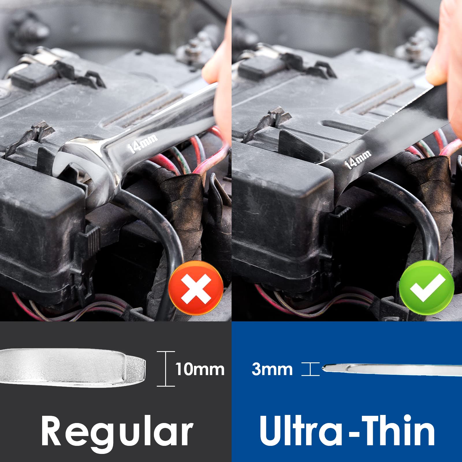 YIYEIE one-eighth-inch thin wrench for accessing narrow fasteners.