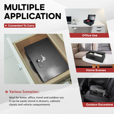 YIYITOOLS fireproof lock box dimensions 12.8 by 8.5 by 4.1 inches