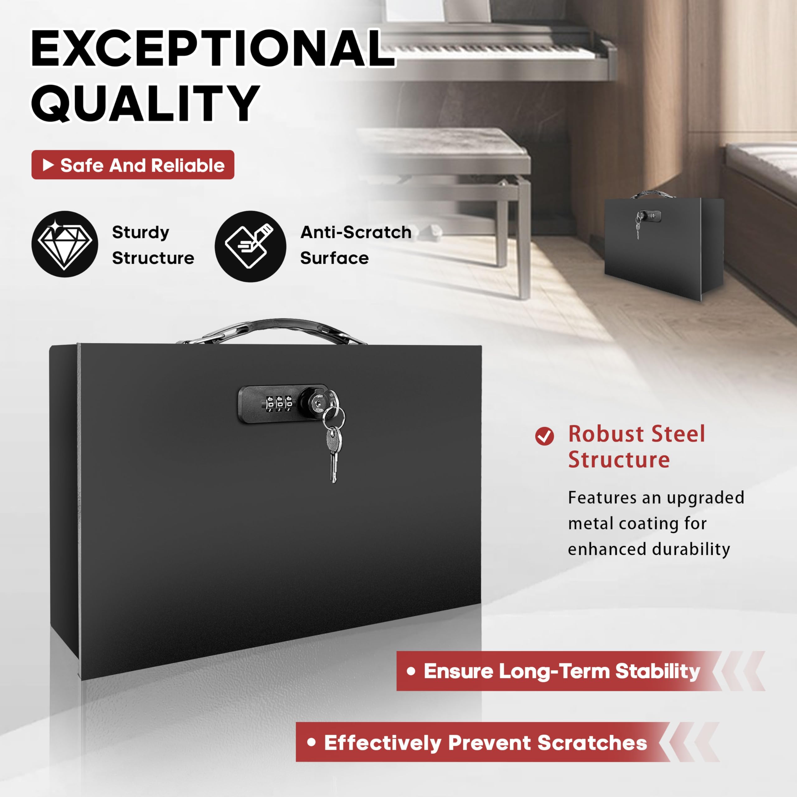 YIYITOOLS fireproof lock box dual lock system for flexible access control