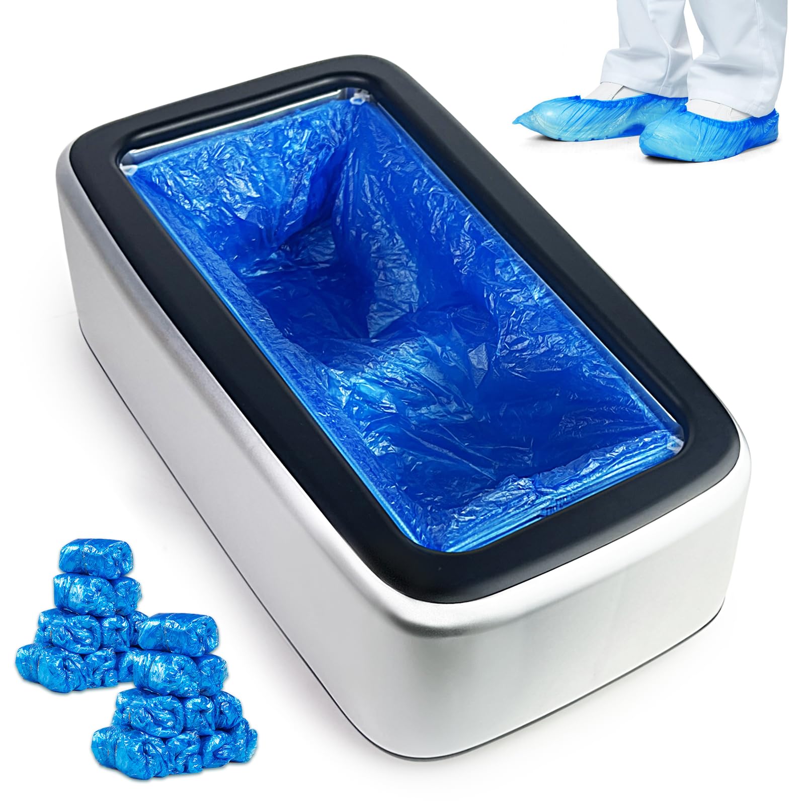 YJDayy shoe cover dispenser front view showing quick, hands-free coverage