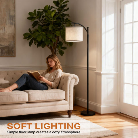 YJSQOEOE Arc Floor Lamp in-room setup complements sofas or desks.