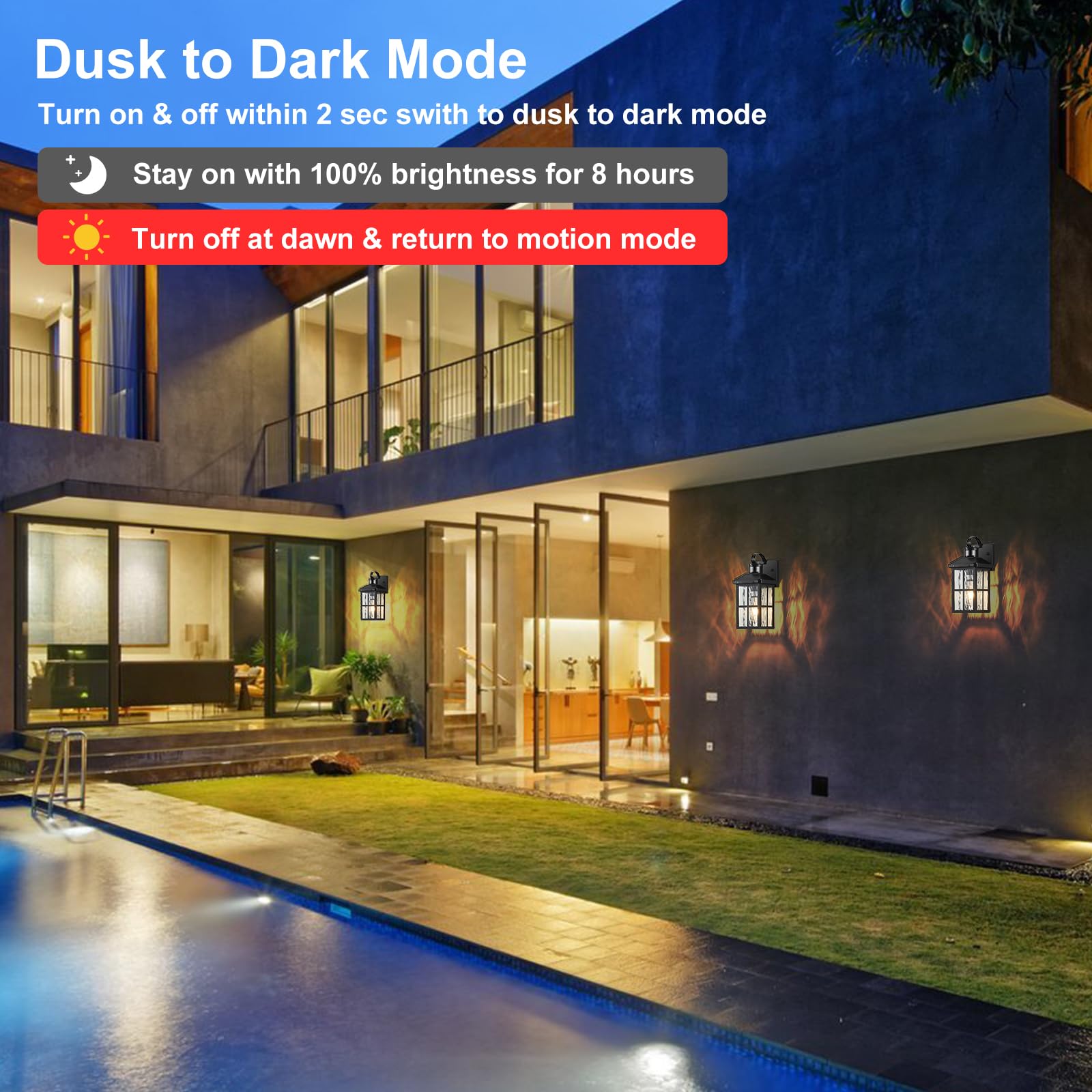 YJXGDIL motion-sensor wall light provides hands-free exterior lighting for entrances.