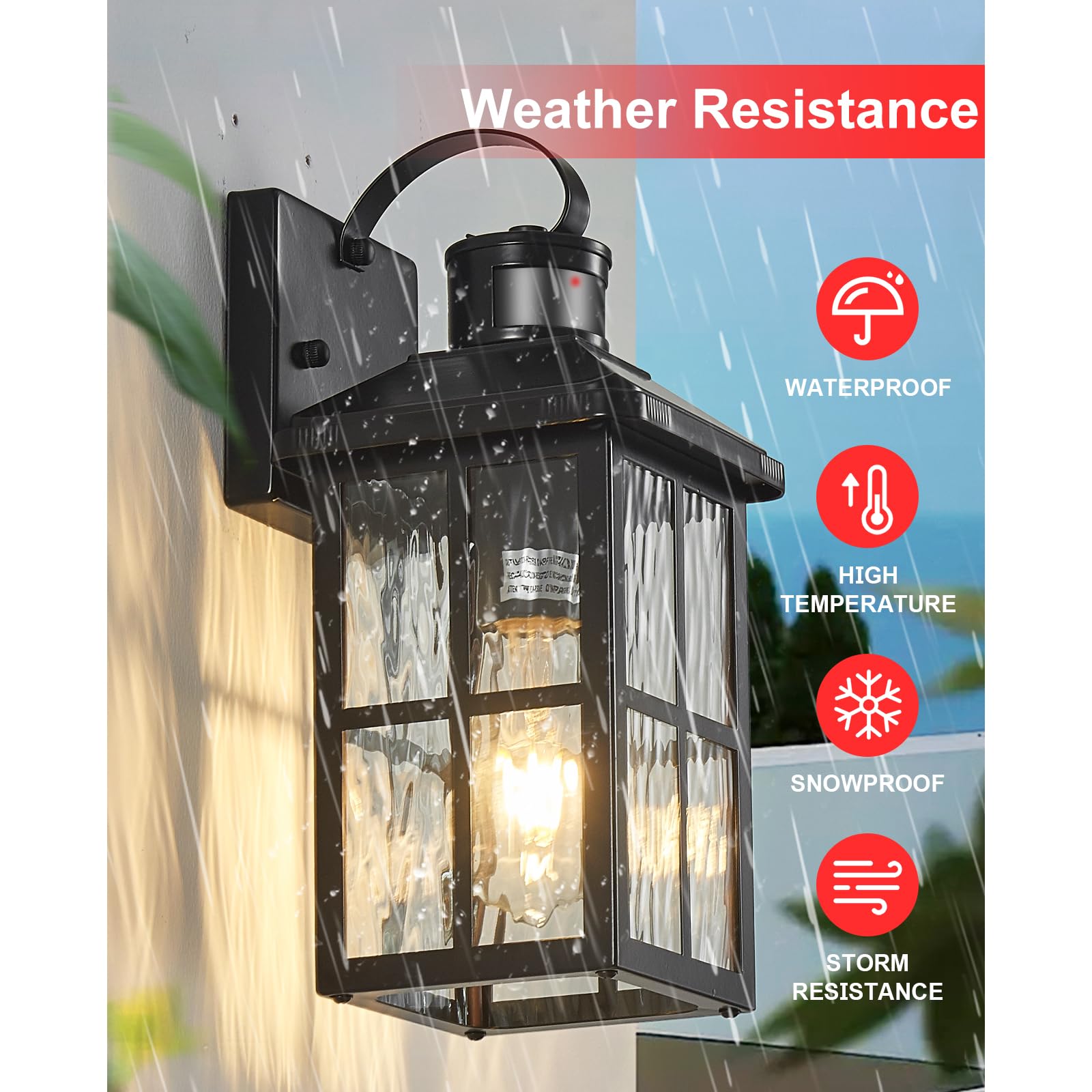 YJXGDIL black exterior lighting fixture withstands harsh weather for long-term use.