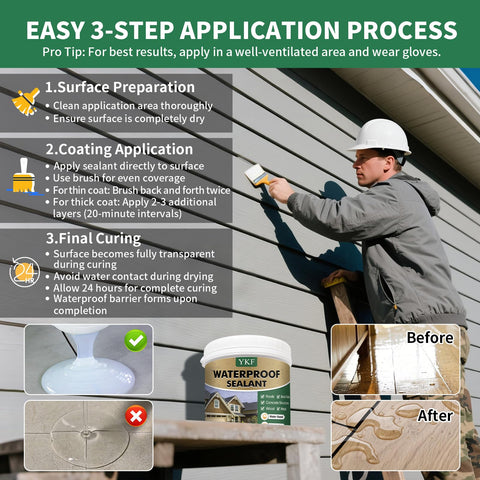 YKF roof sealant application on exterior surface shows invisible finish