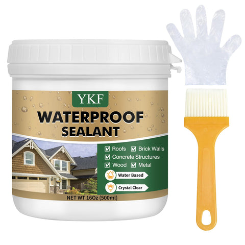YKF transparent sealant 16oz bottle delivering clear, durable leak protection for roofs and walls.