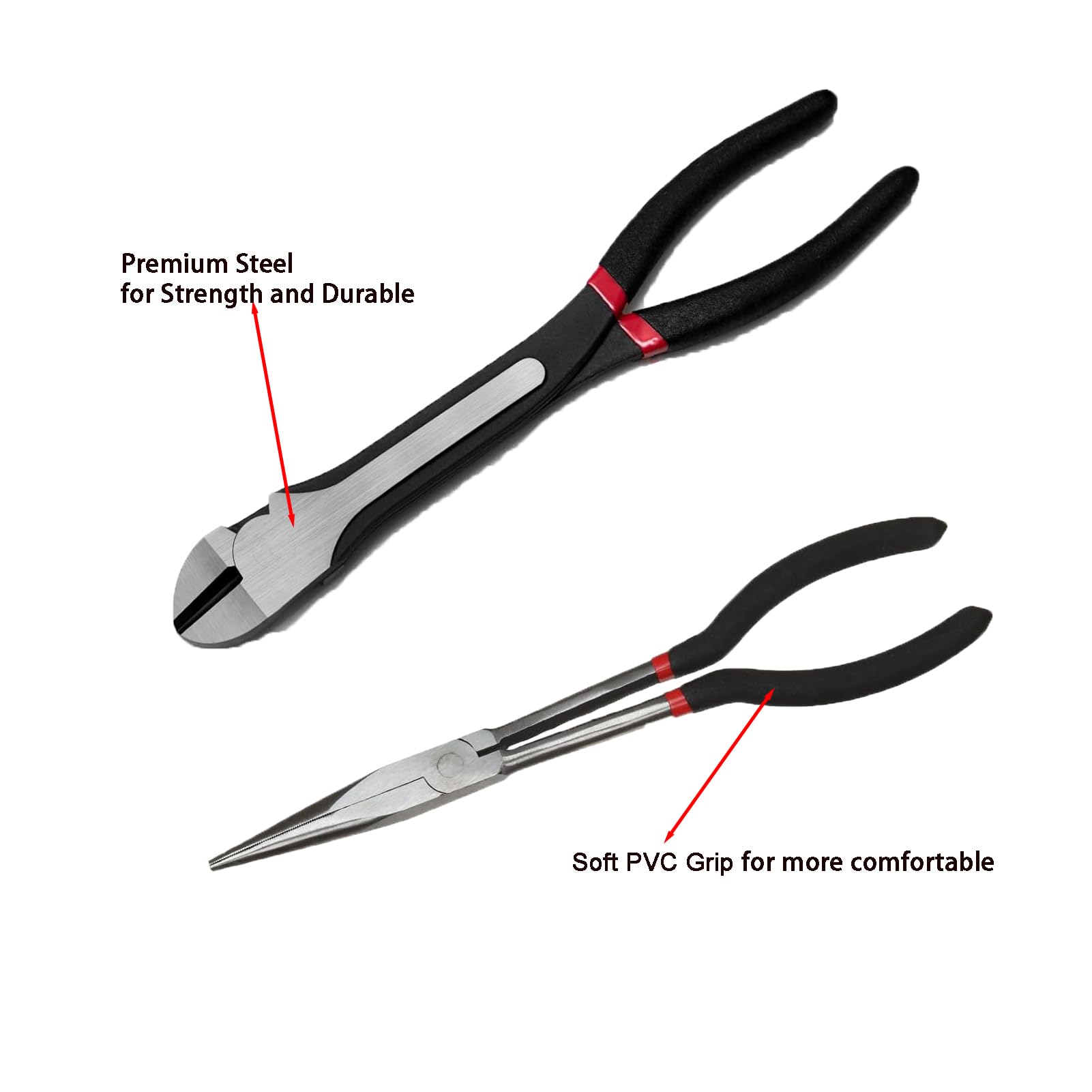 YKFLEXT needle nose pliers 90 degree bent tip reaches confined areas.