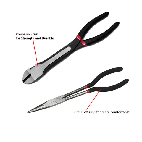 YKFLEXT needle nose pliers 90 degree bent tip reaches confined areas.