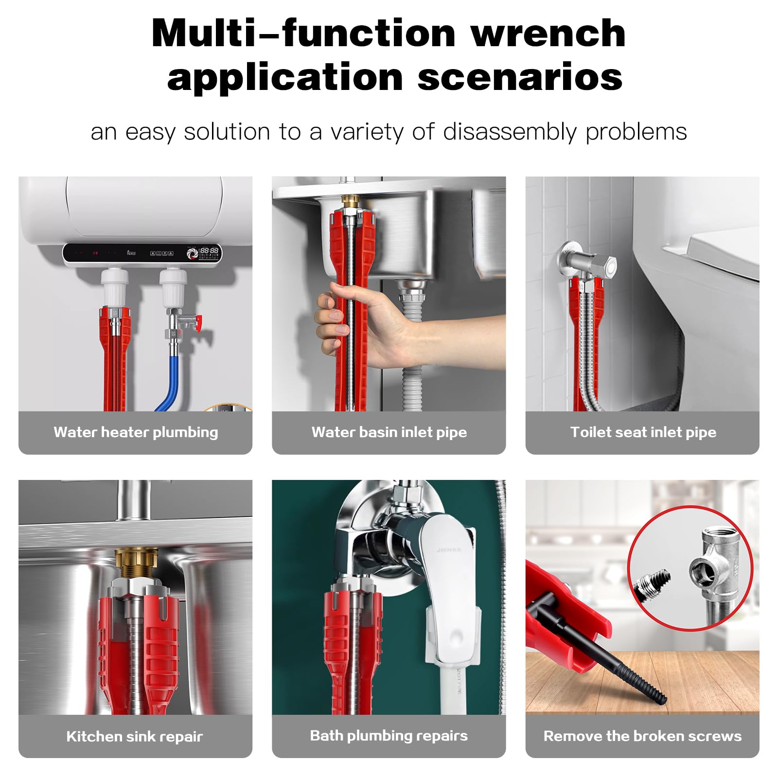 Ykwao sink wrench head design reaches tight corners with ease.