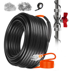 YKXJM 120ft heating cable on an exposed pipe helps prevent freezing and maintains flow.