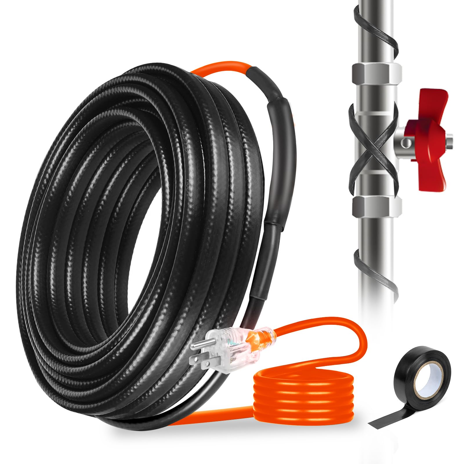 YKXJM heating cable installed on pipes for reliable warmth and simple installation.