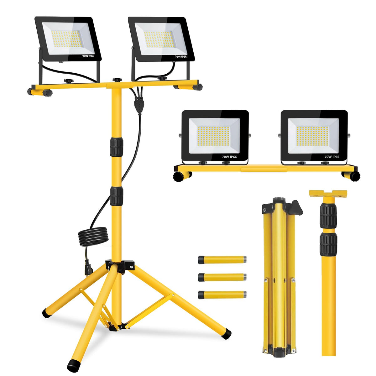 YKXJM work light stand provides 21000lm brightness for clear on-site visibility.