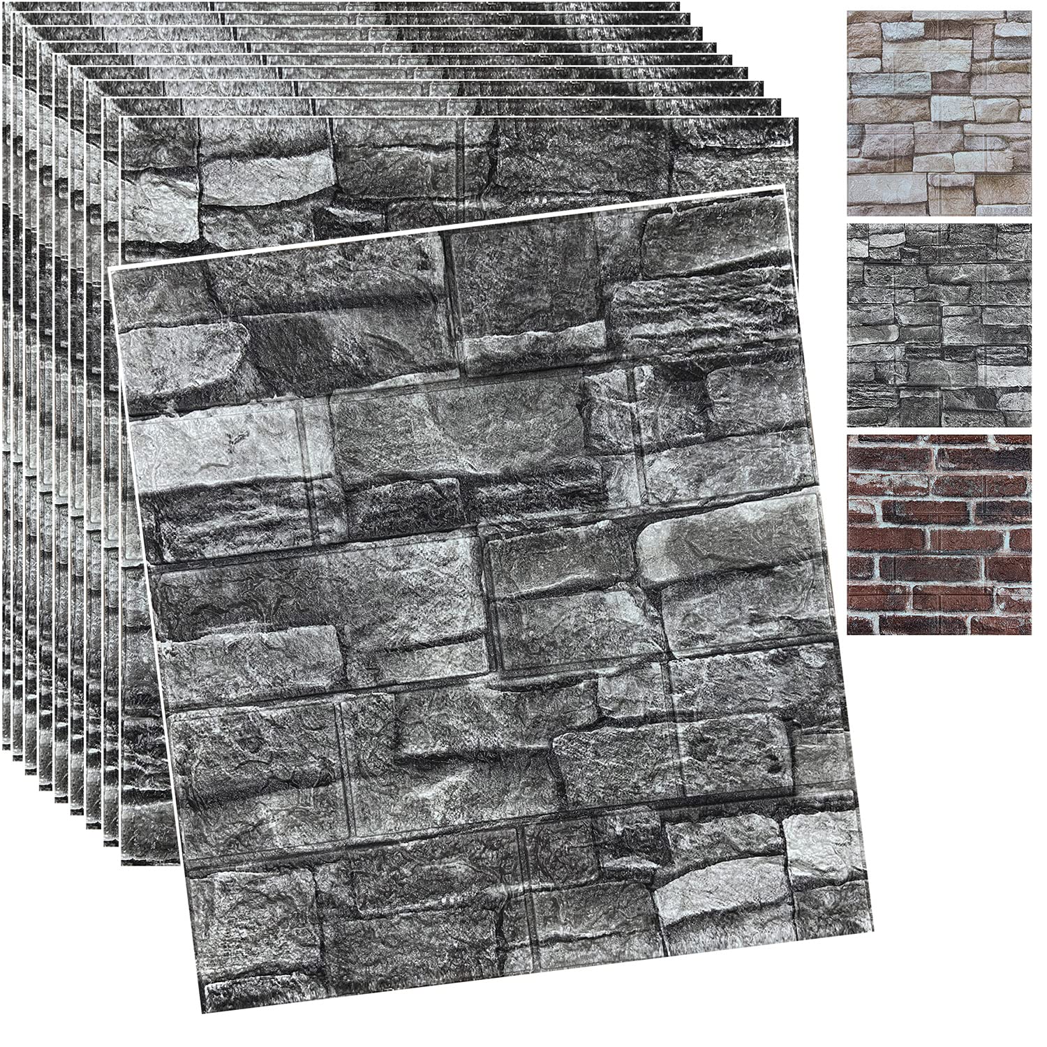 YLL YLL 3D brick wall panel in black adds depth to any room