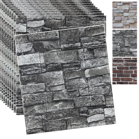 YLL YLL 3D brick wall panel in black adds depth to any room
