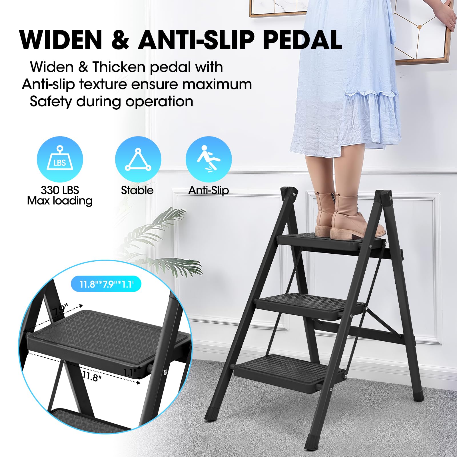YLWSHRNT lightweight ladder weighing 7.2 pounds for easy transport