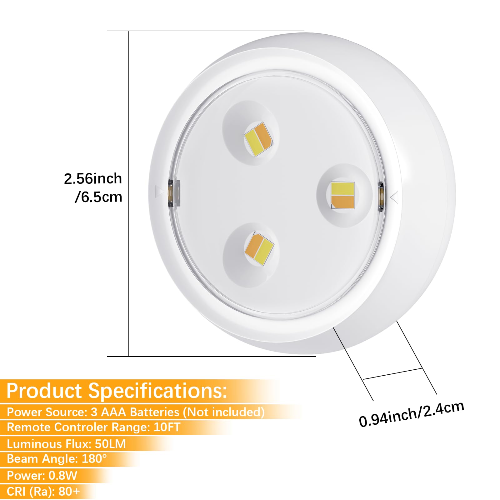 YLXS stick-on bathroom puck light is compact and simple to install