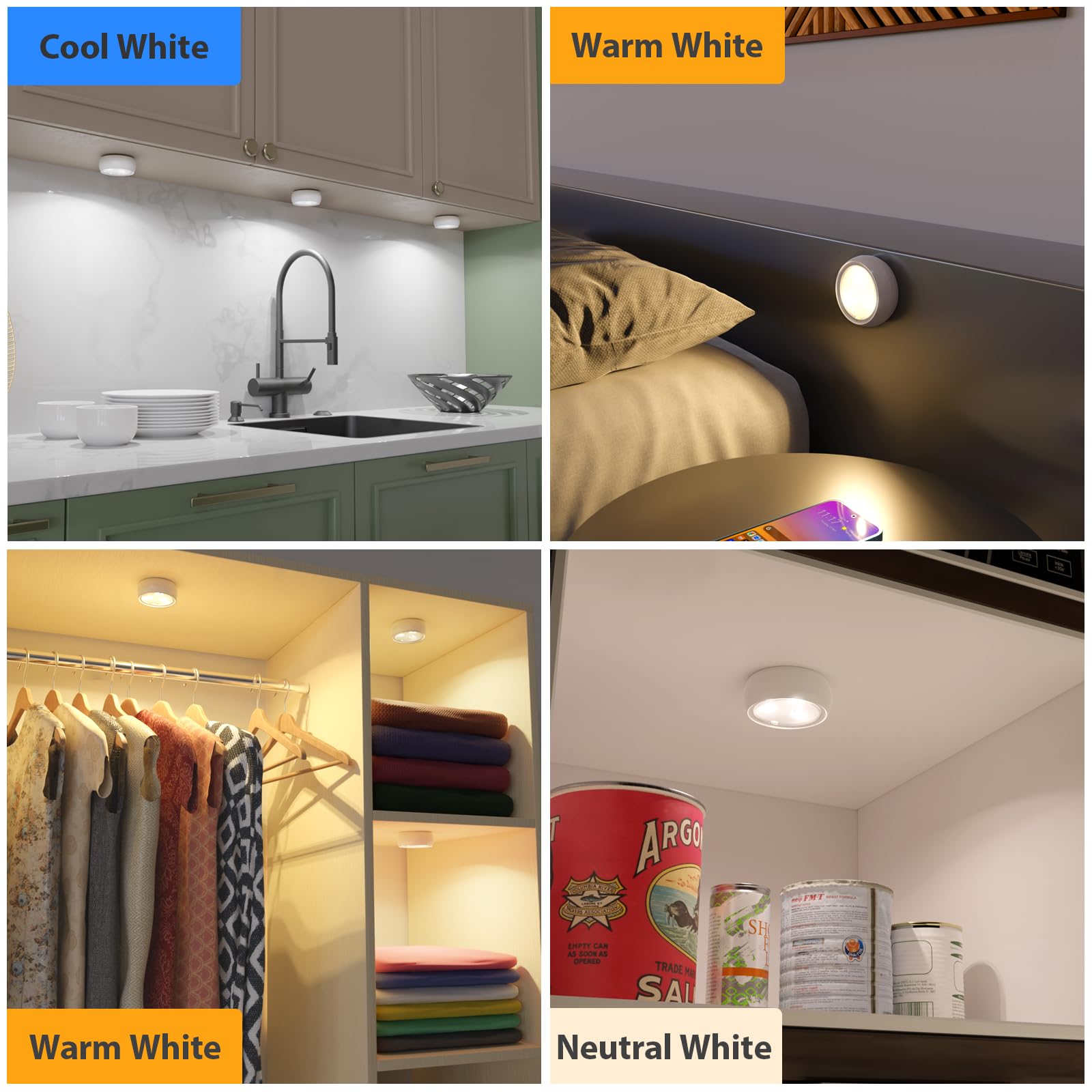 YLXS push-tap puck light for drawers and small spaces