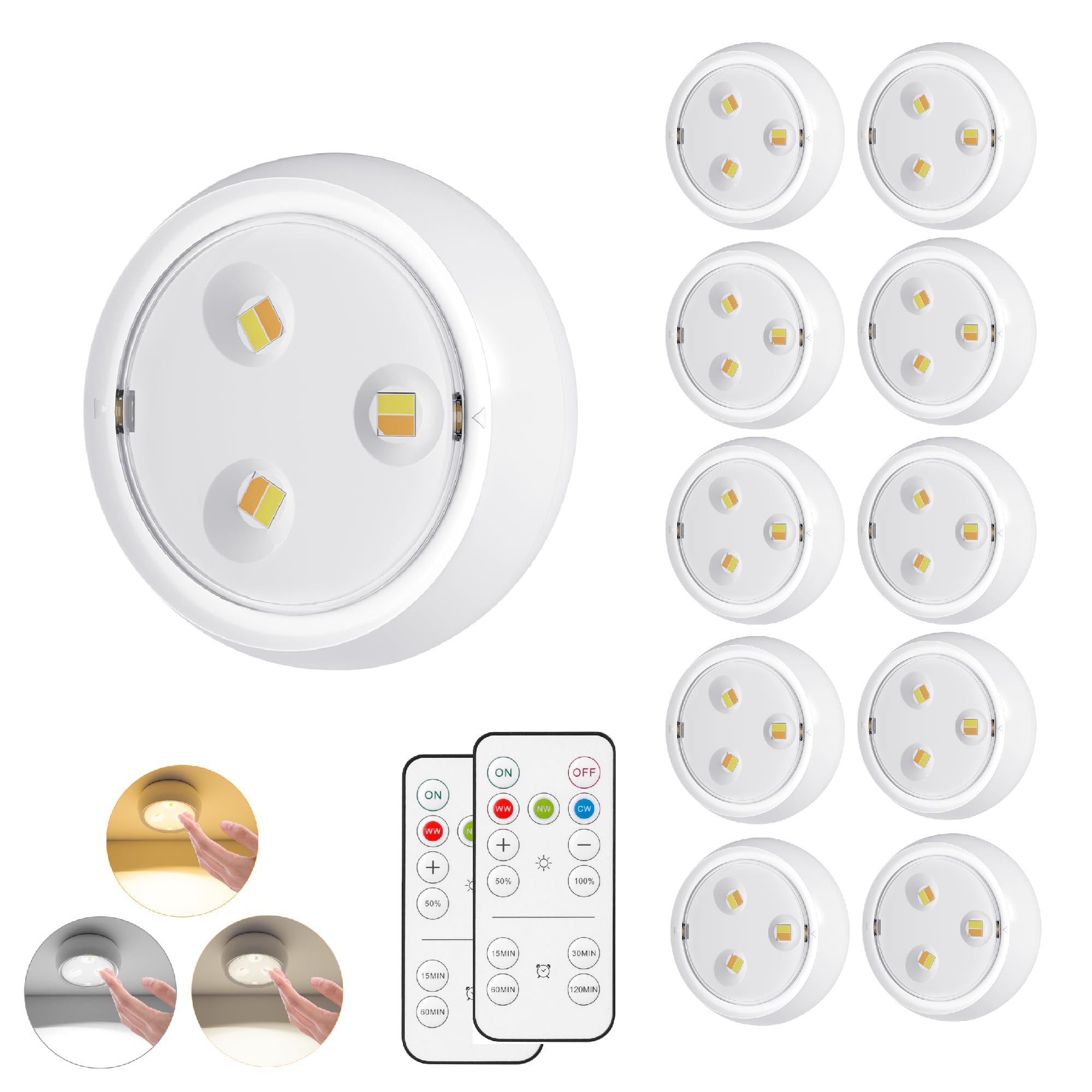 YLXS LED puck light with remote illuminates under-cabinet kitchen spaces for easy tasks