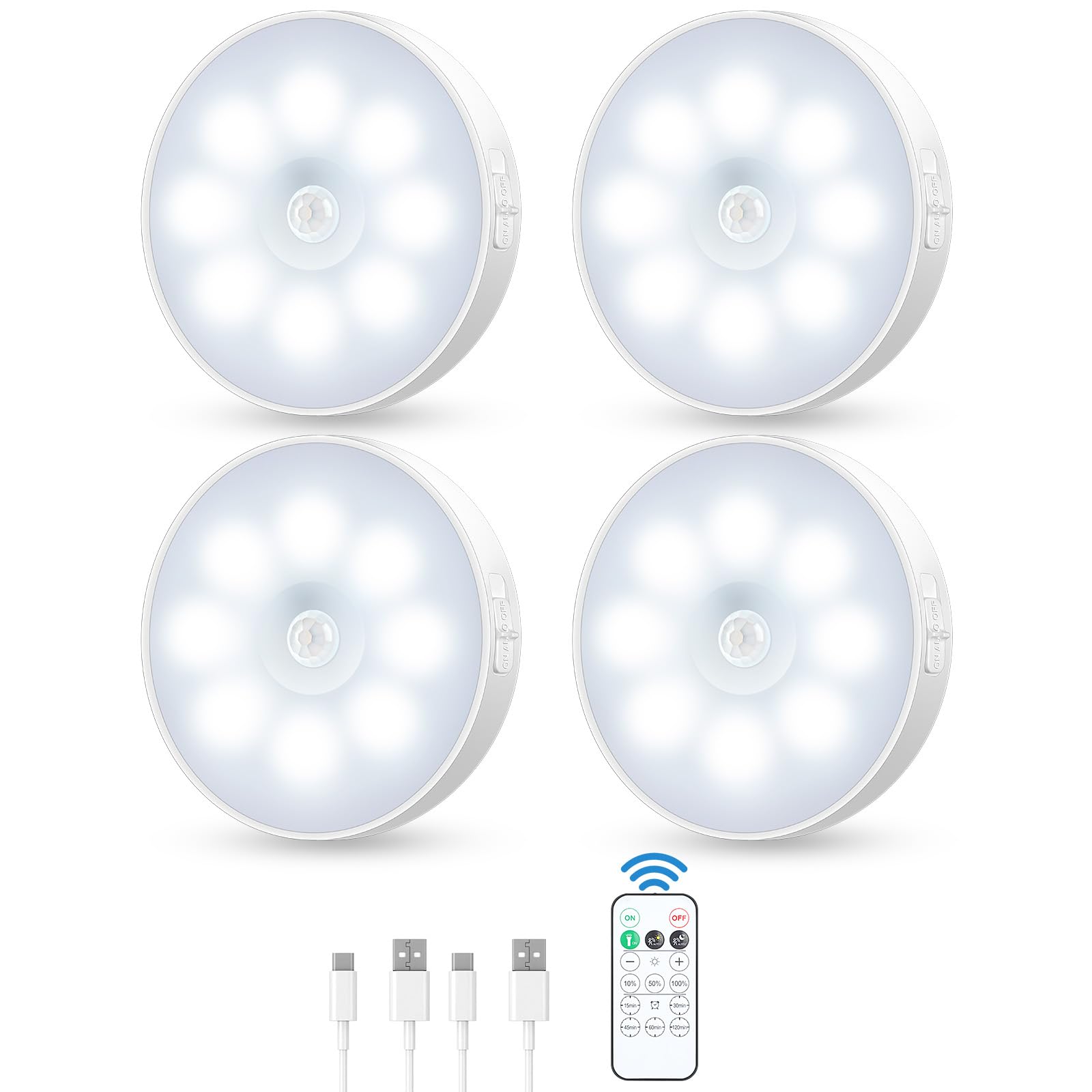YLXS motion sensor puck light with remote for hands-free night illumination