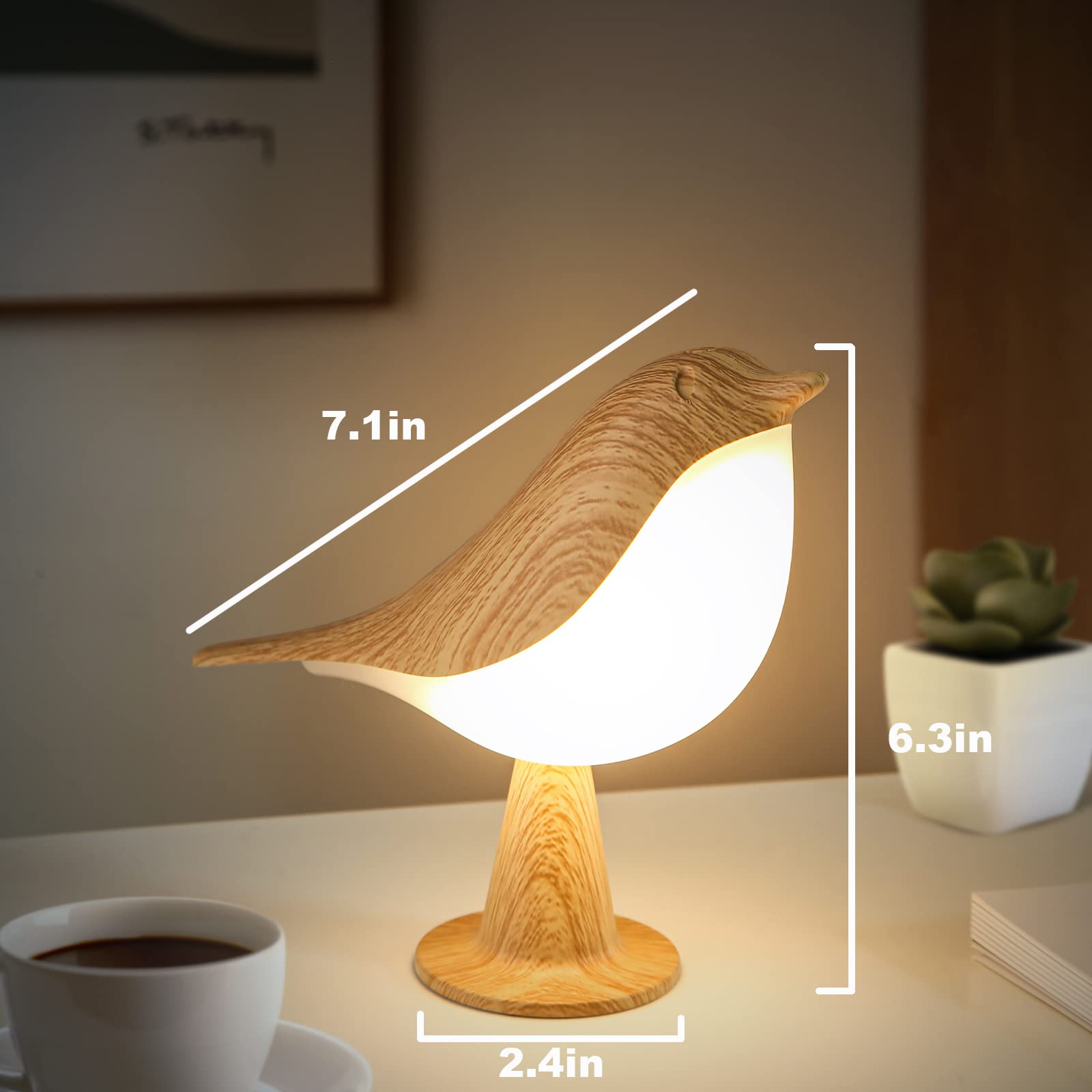 YM Dragon Bird Lamp USB Type-C charging tail with red indicator during charging.