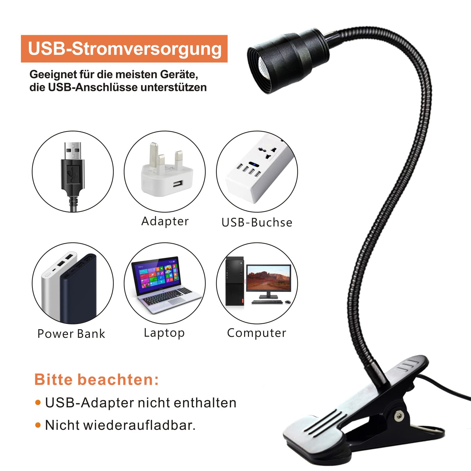 YMCRLUX USB power supply with 1.5 m switch cable for easy placement