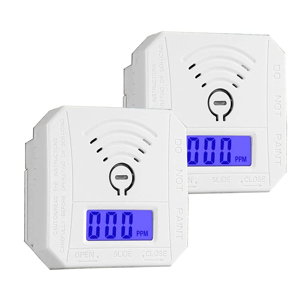 YMDJL carbon monoxide detector 2-pack front view for home safety and quick alerts.