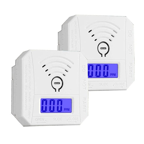 YMDJL carbon monoxide detector 2-pack front view for home safety and quick alerts.