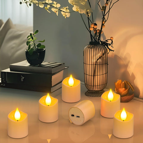 Yme flameless candle glows warmly without heat for table decor