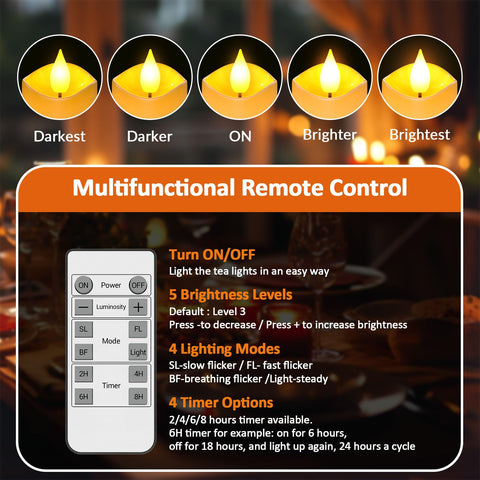 Yme LED tea light emits flickering flame for cozy ambiance