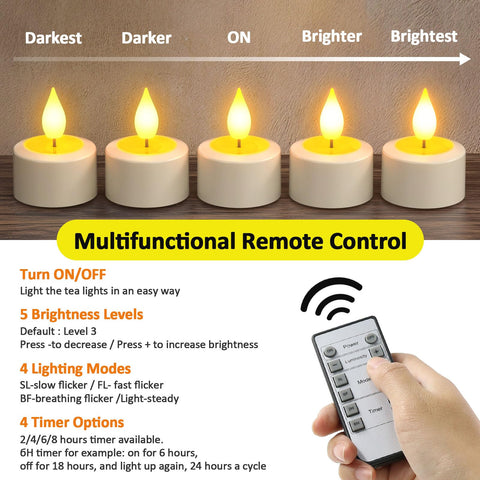 Yme LED tea light with realistic flicker and 3D wick.