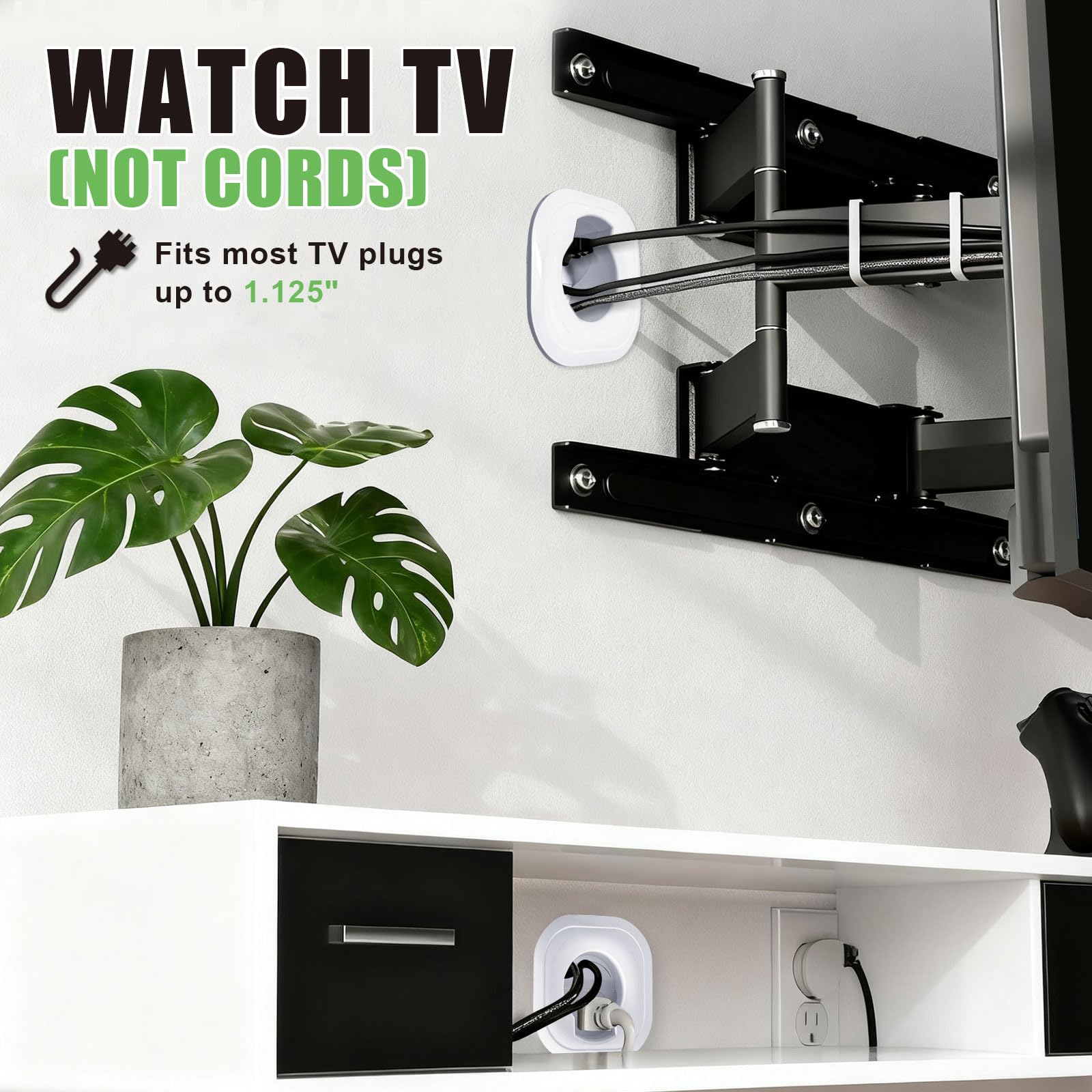 YMGN hidden cables behind the wall creates a sleek media setup.
