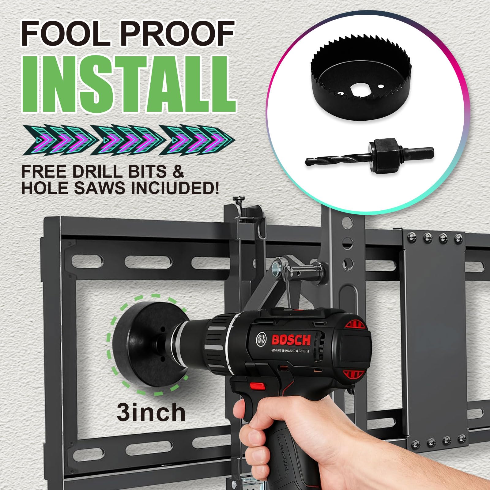 YMGN locking wing design securely fastens modules to the wall.