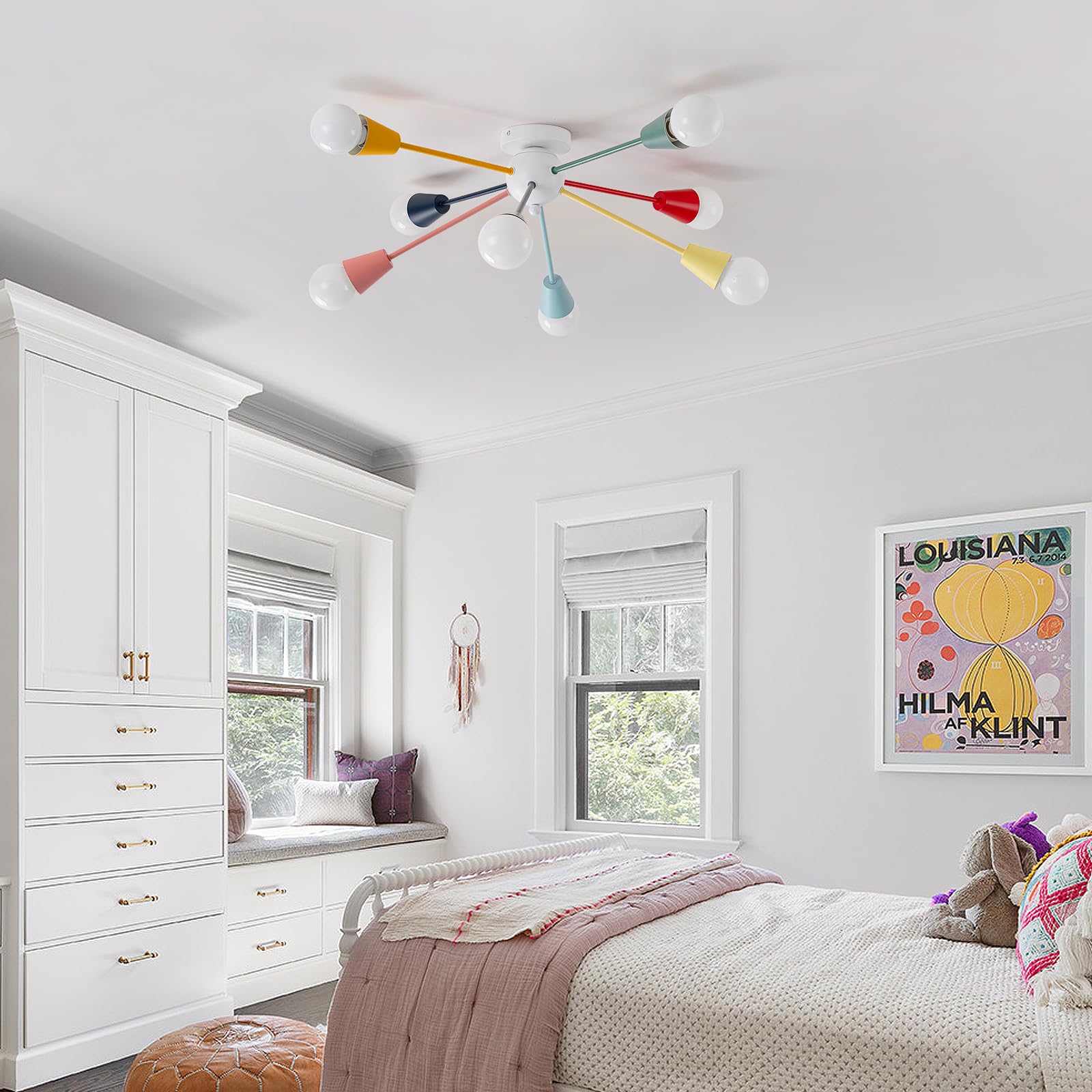 Ymlii Colorful Chandelier bedroom soft glow creates cozy nighttime ambience
