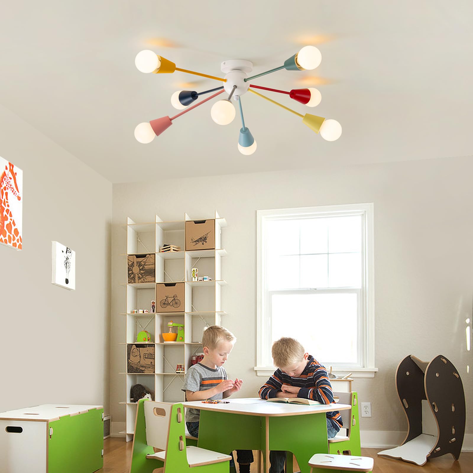 Ymlii Colorful Chandelier rainbow-colors illuminate kids' rooms with cheerful ambient lighting