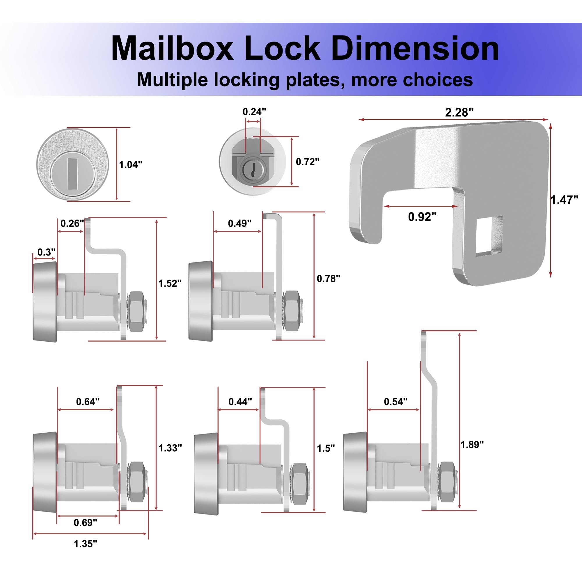 Ymtzfu USPS-compliant lock suitable for residential or commercial uses.