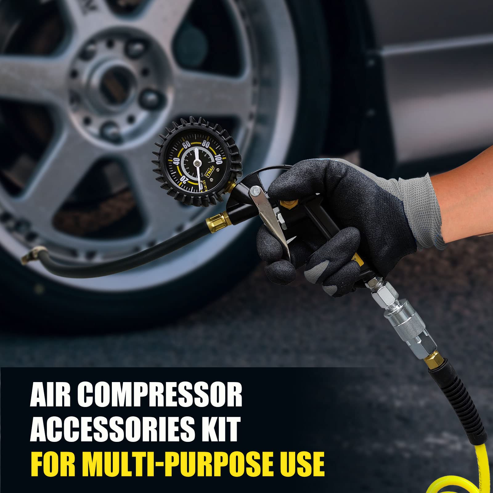 YNAir tire inflator gauge facilitates precise automotive inflation tasks