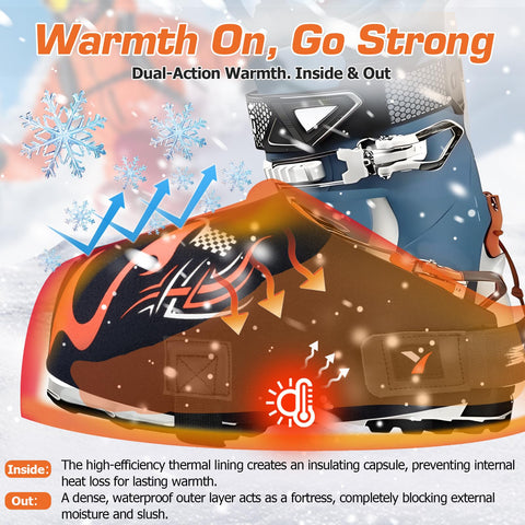 Yncotte boot covers two-pair setup for family ski day